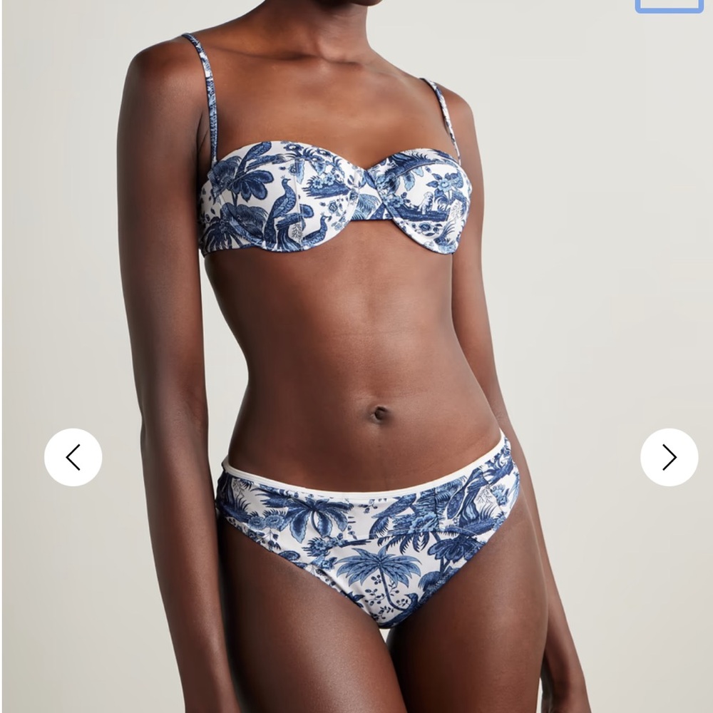 STAUD Sea Blue and White Tropical Bikini Set